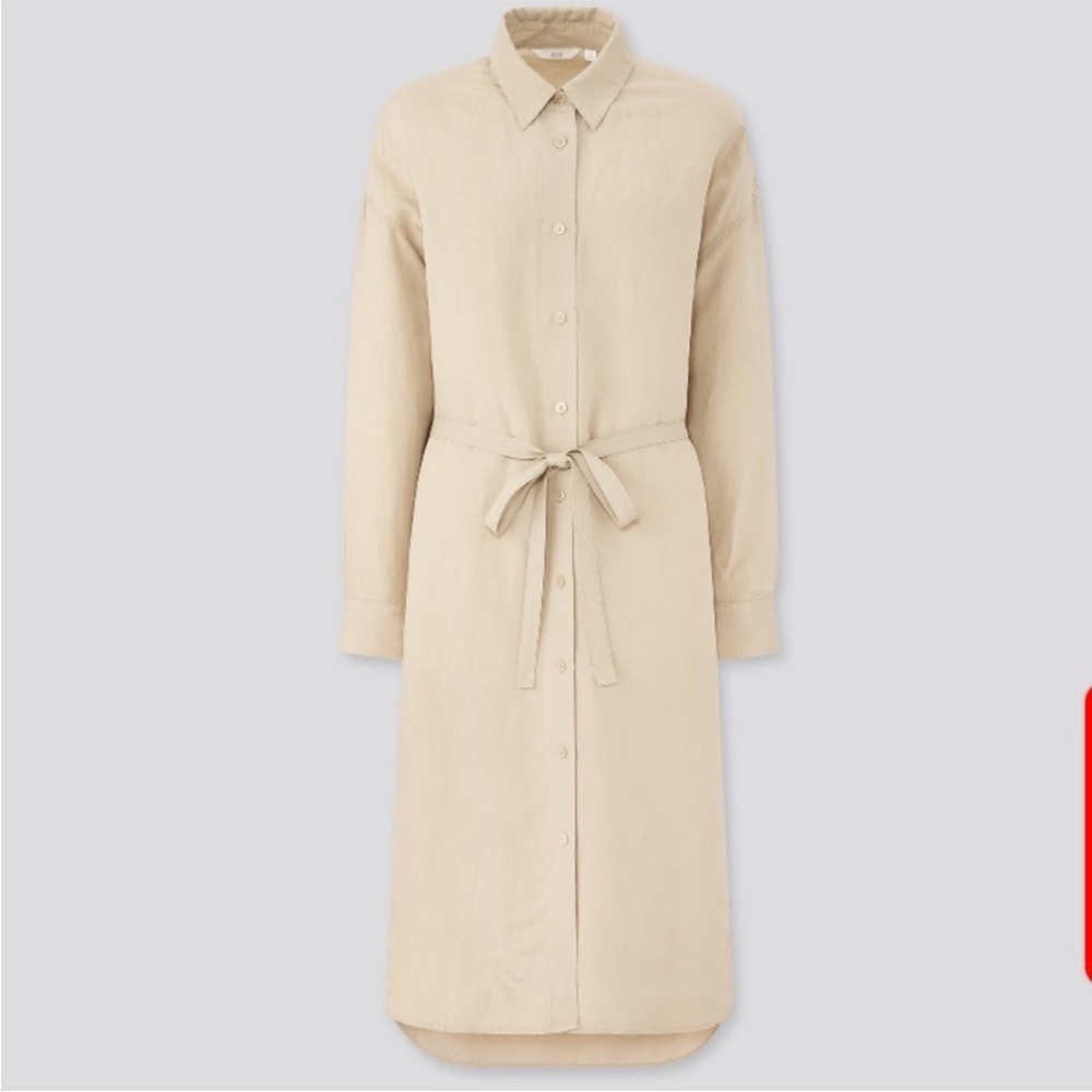 Uniqlo‎ | Lagenlook Linen Blend Shirt Dress | Beige Cream | Women’s Size Medium